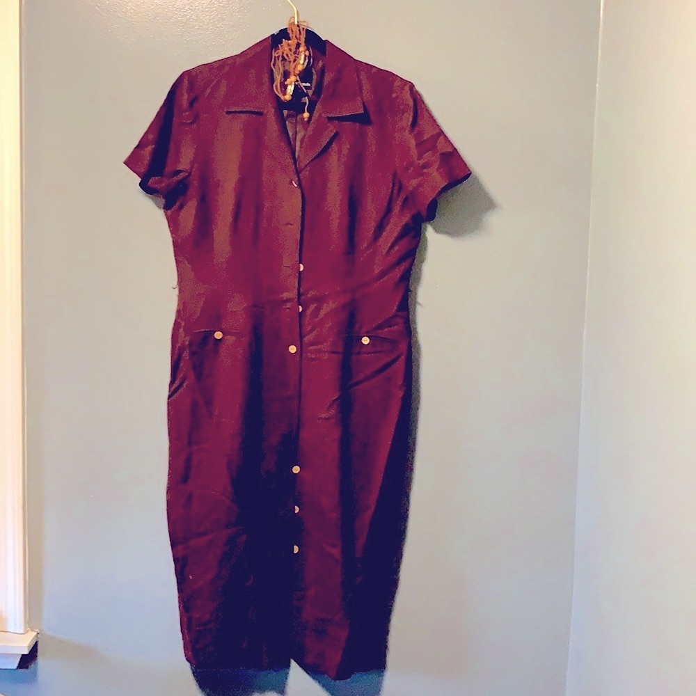 Positive Attitude, cognac color size 14, long in length, with belt.